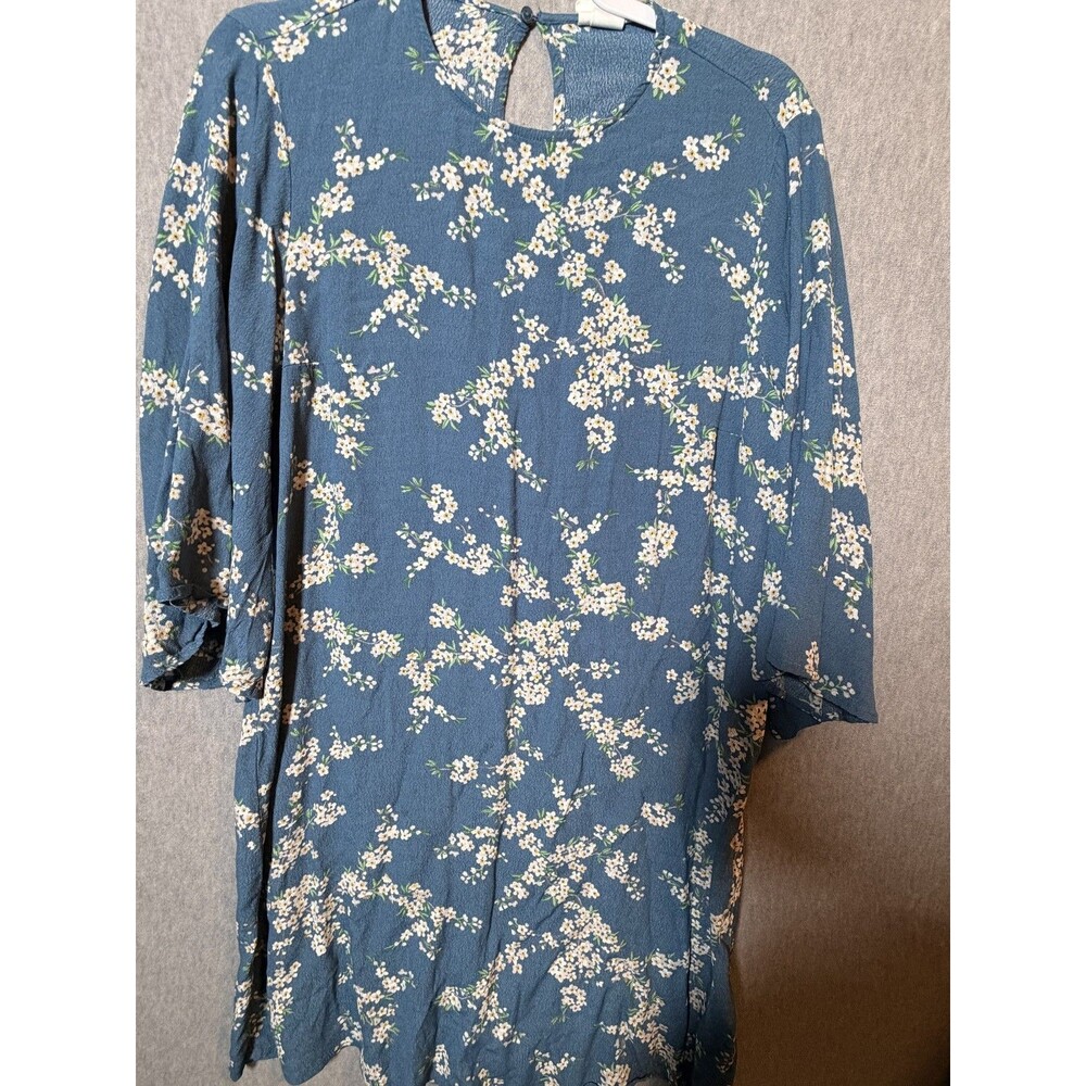 GP&J Baker x H&M Teal Floral Keyhole Back Mini Dress Women's US 10 3/4 Sleeve